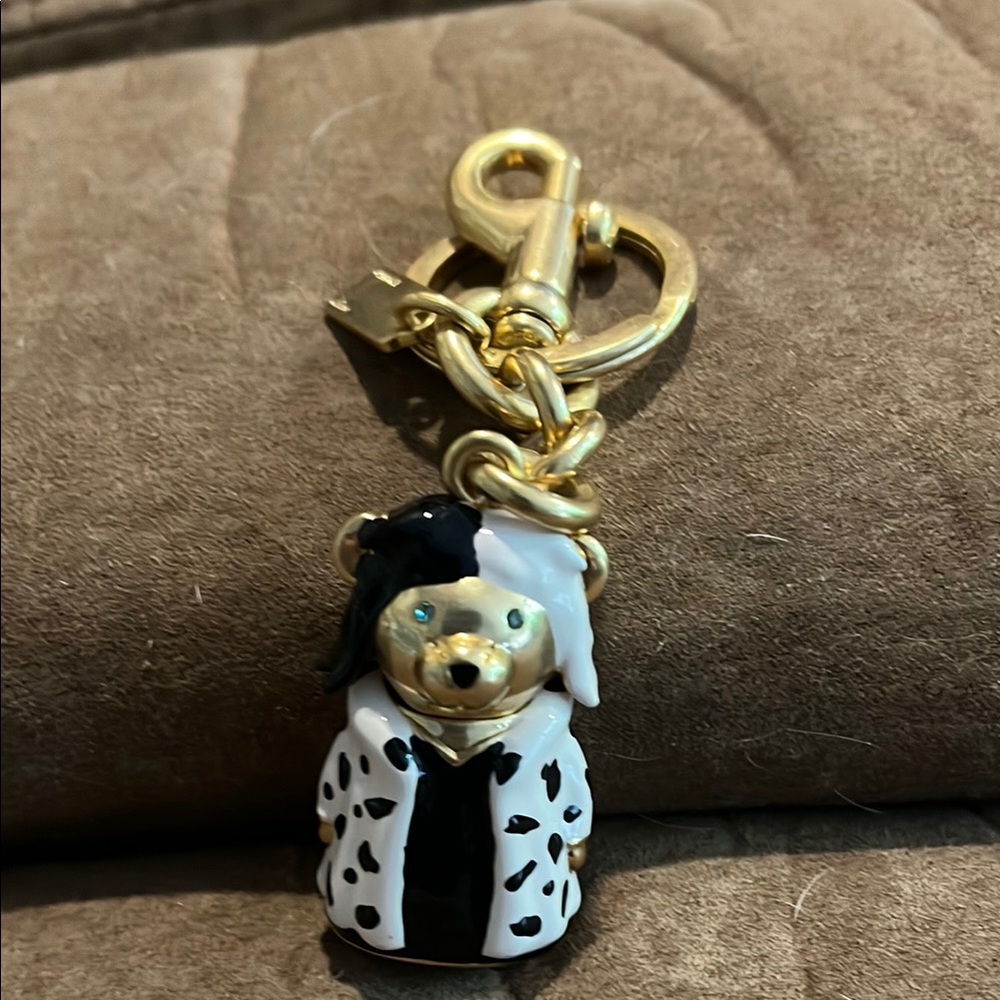 Coach DisneyX Cruella Devile Gold and Black Bear Key Ring